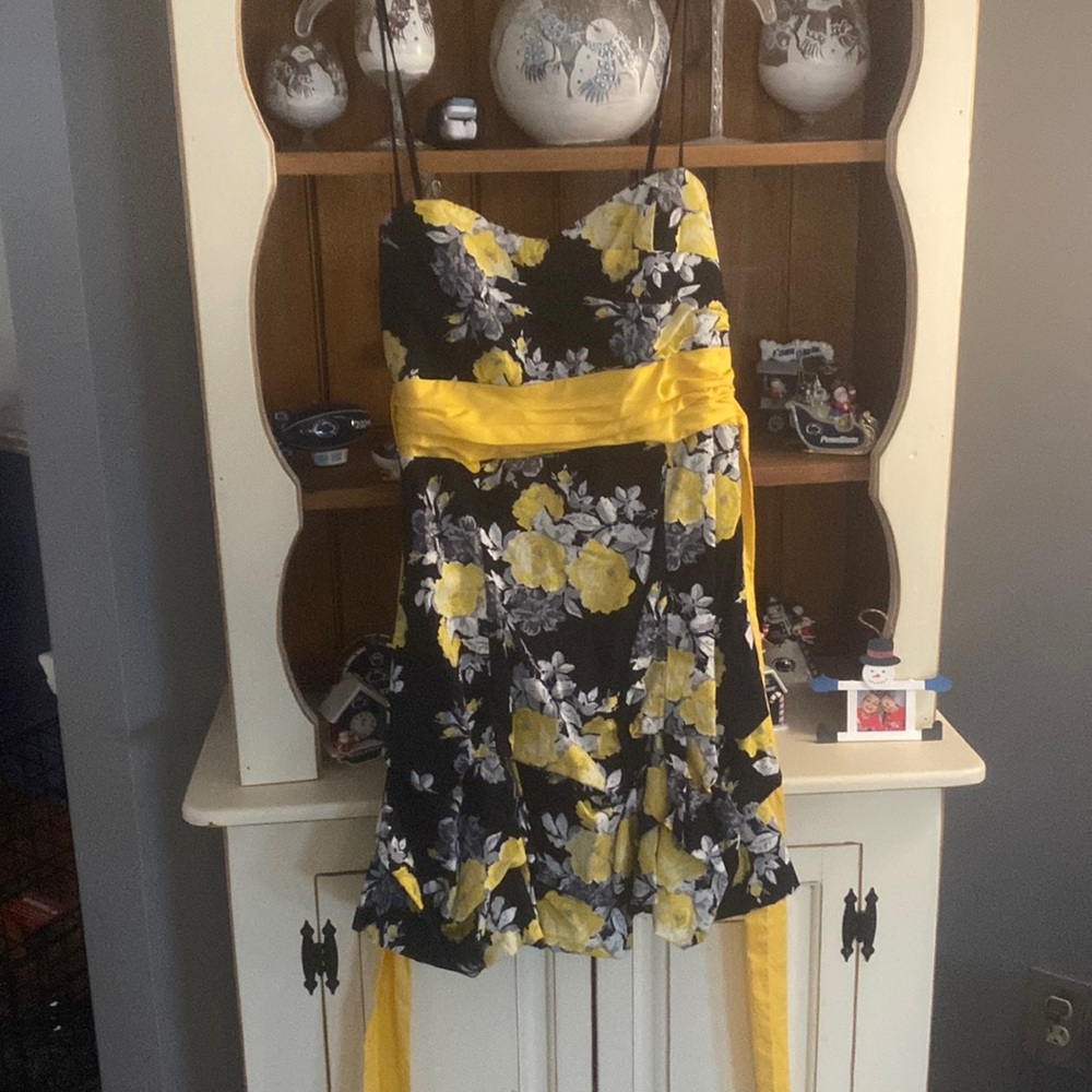 Black and yellow floral dress
